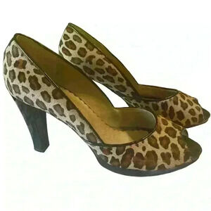 Leopard Print Peep Toe Heels